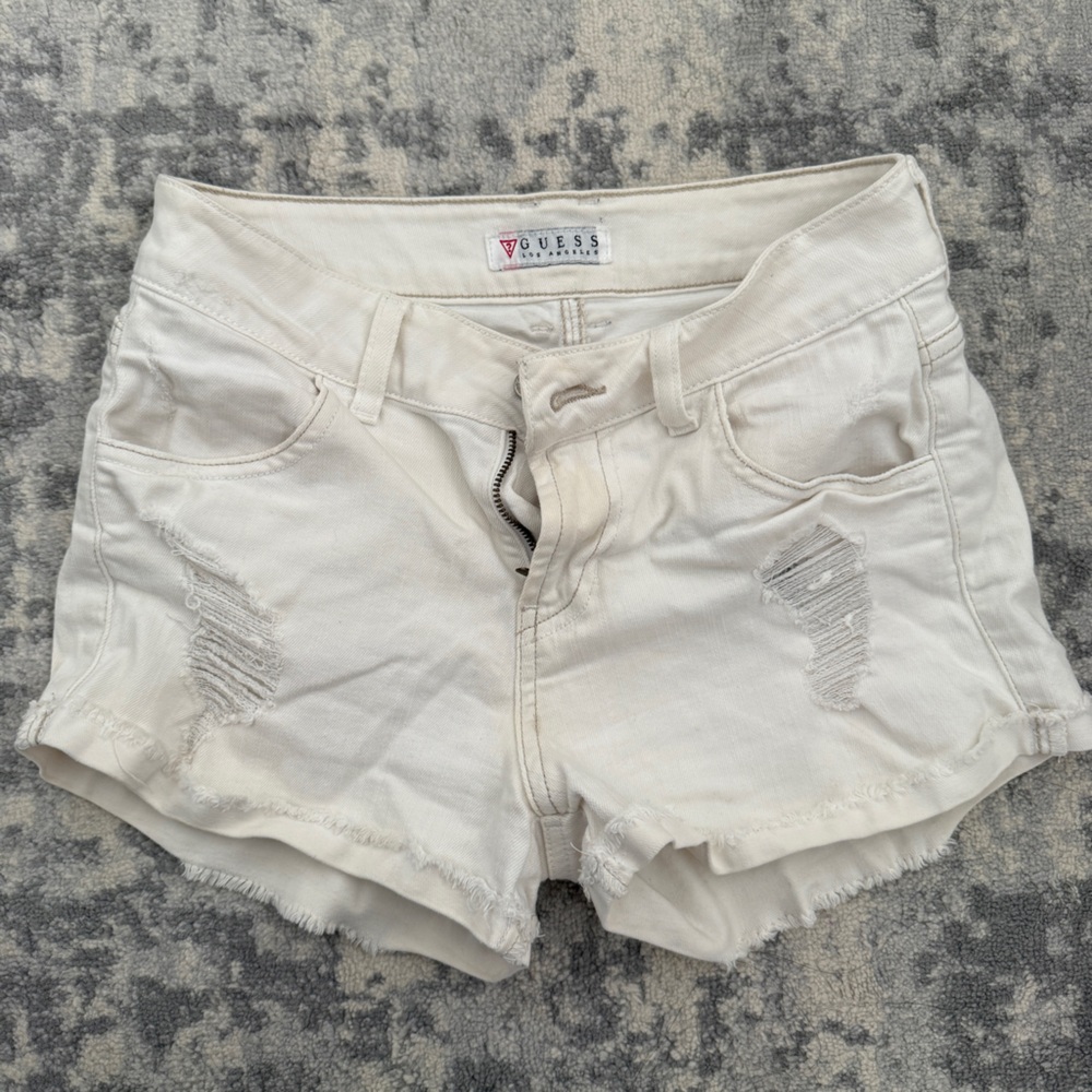 Guess White High Waisted Shorts